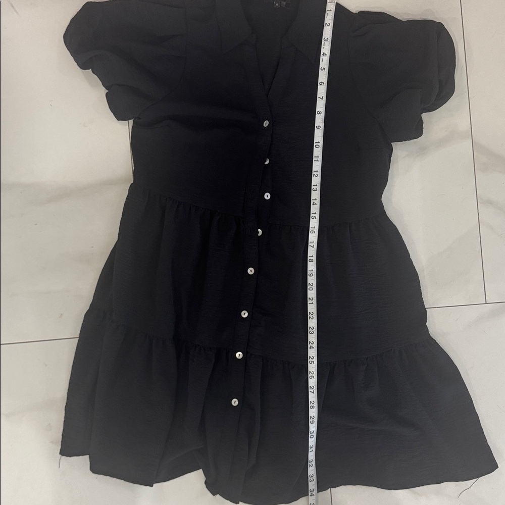 1. State Black Puff Sleeve Tiered Button Down Mini Dress.  Sz S - Picture 6 of 10
